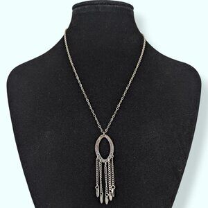 (2/$20) Dangling Oval Cut Out Pendant Necklace